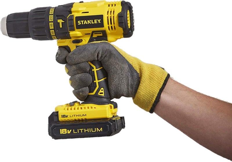 Stanley مثقاب مطرقي لاسلكي، 18 فولت، 45 نيوتن متر، سرعتين، قابل للعكس مع بطاريتين 1.5 أمبير ساعة من ليثيوم أيون وصندوق مجموعة - SCH20S2K-B5 - Image 3
